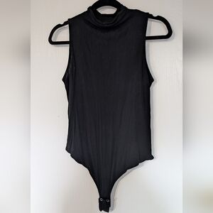 Dynamite Black Mockneck Sleeveless Bodysuit